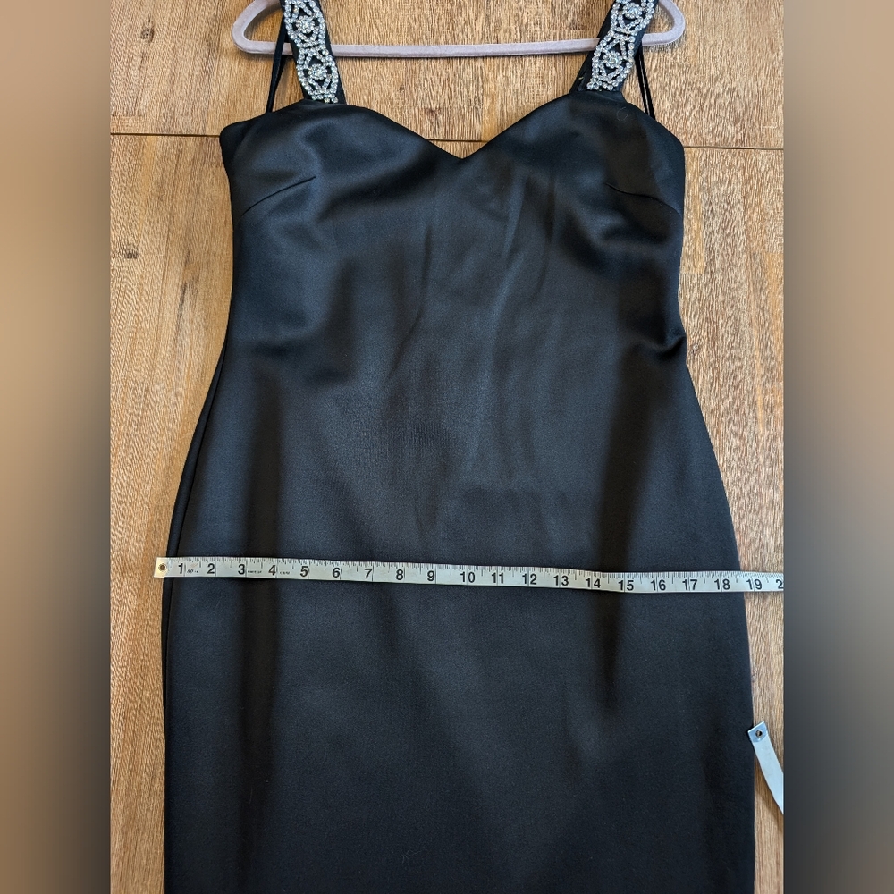 TED BAKER Mally Embellished Rhinestones Strap Bodycon Black Dress NWT Size 4 - Picture 10 of 15